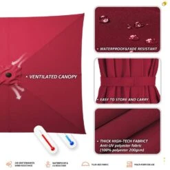 8.5 Ft. X 8.5 Ft. Steel Anti-UV Polyester Fabric Market Tilt Patio Umbrella In Red -More Furniture Store market umbrellas 8 5fxs red a0 1000