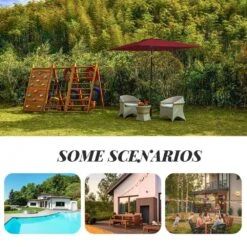 8.5 Ft. X 8.5 Ft. Steel Anti-UV Polyester Fabric Market Tilt Patio Umbrella In Red -More Furniture Store market umbrellas 8 5fxs red d4 1000