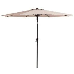 9FT Beige Steel Pole Market Umbrella Crank And Tilt Outdoor Patio Umbrella -More Furniture Store market umbrellas 9ft beige c3 1000