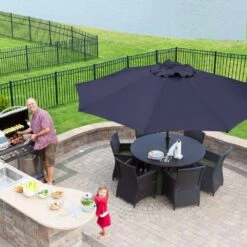 9FT Navy Steel Pole Market Umbrella Crank And Tilt Outdoor Patio Umbrella 13 9FT Navy Steel Pole Market Umbrella Crank And Tilt Outdoor Patio Umbrella -More Furniture Store market umbrellas 9ft navy 31 1000