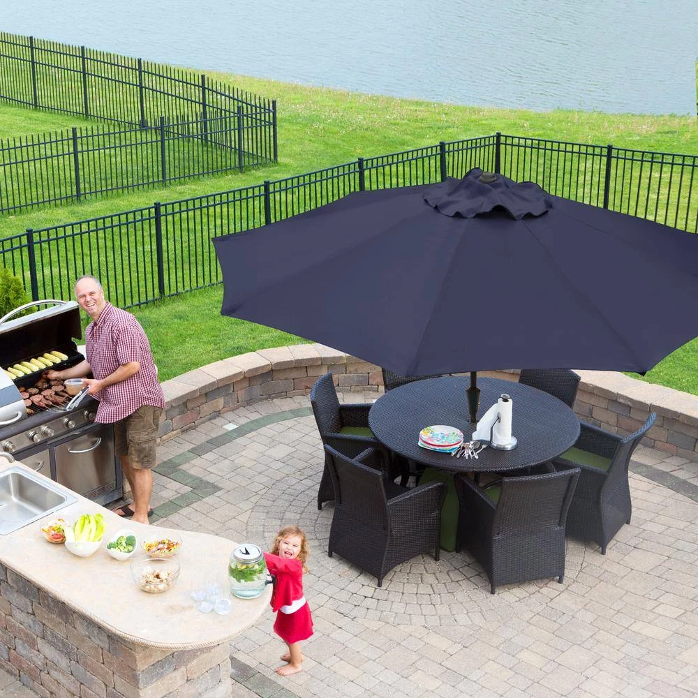 9FT Navy Steel Pole Market Umbrella Crank And Tilt Outdoor Patio Umbrella 7 9FT Navy Steel Pole Market Umbrella Crank And Tilt Outdoor Patio Umbrella - Image 7