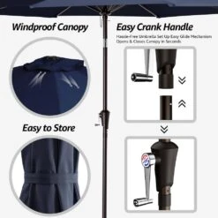 9FT Navy Steel Pole Market Umbrella Crank And Tilt Outdoor Patio Umbrella 10 9FT Navy Steel Pole Market Umbrella Crank And Tilt Outdoor Patio Umbrella -More Furniture Store market umbrellas 9ft navy 66 1000