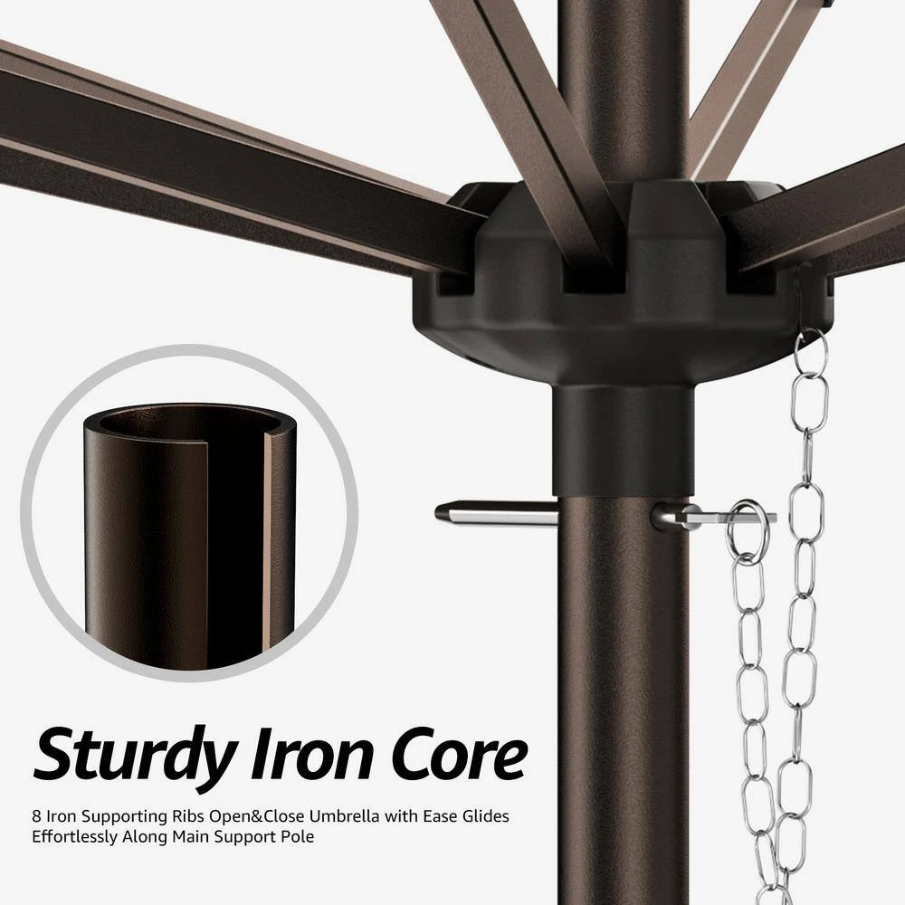 9 Ft. Steel Pole Market Umbrella Crank And Tilt Outdoor Patio Umbrella In Orange 5 9 Ft. Steel Pole Market Umbrella Crank And Tilt Outdoor Patio Umbrella In Orange - Image 5