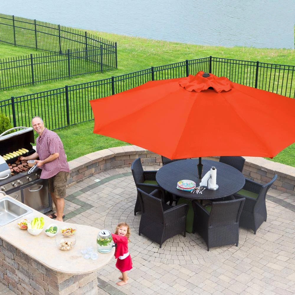 9 Ft. Steel Pole Market Umbrella Crank And Tilt Outdoor Patio Umbrella In Orange 8 9 Ft. Steel Pole Market Umbrella Crank And Tilt Outdoor Patio Umbrella In Orange - Image 8