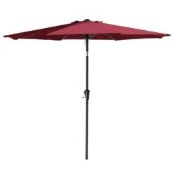 9 Ft. Steel Pole Market Umbrella Crank And Tilt Outdoor Patio Umbrella In Red