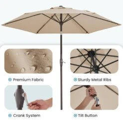 7.5ft Steel Outdoor Patio Market Umbrella With Tilt Crank In Beige -More Furniture Store market umbrellas cx7 5ft beige c3 1000
