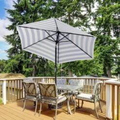 7.5ft Steel Outdoor Patio Market Umbrella With Tilt Crank In Blue And White Stripes 23 7.5ft Steel Outdoor Patio Market Umbrella With Tilt Crank In Blue And White Stripes -More Furniture Store market umbrellas cx7 5ft bltw 31 1000