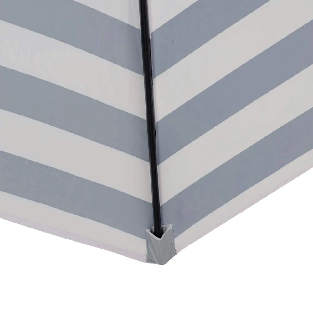 7.5ft Steel Outdoor Patio Market Umbrella With Tilt Crank In Blue And White Stripes 11 7.5ft Steel Outdoor Patio Market Umbrella With Tilt Crank In Blue And White Stripes - Image 11