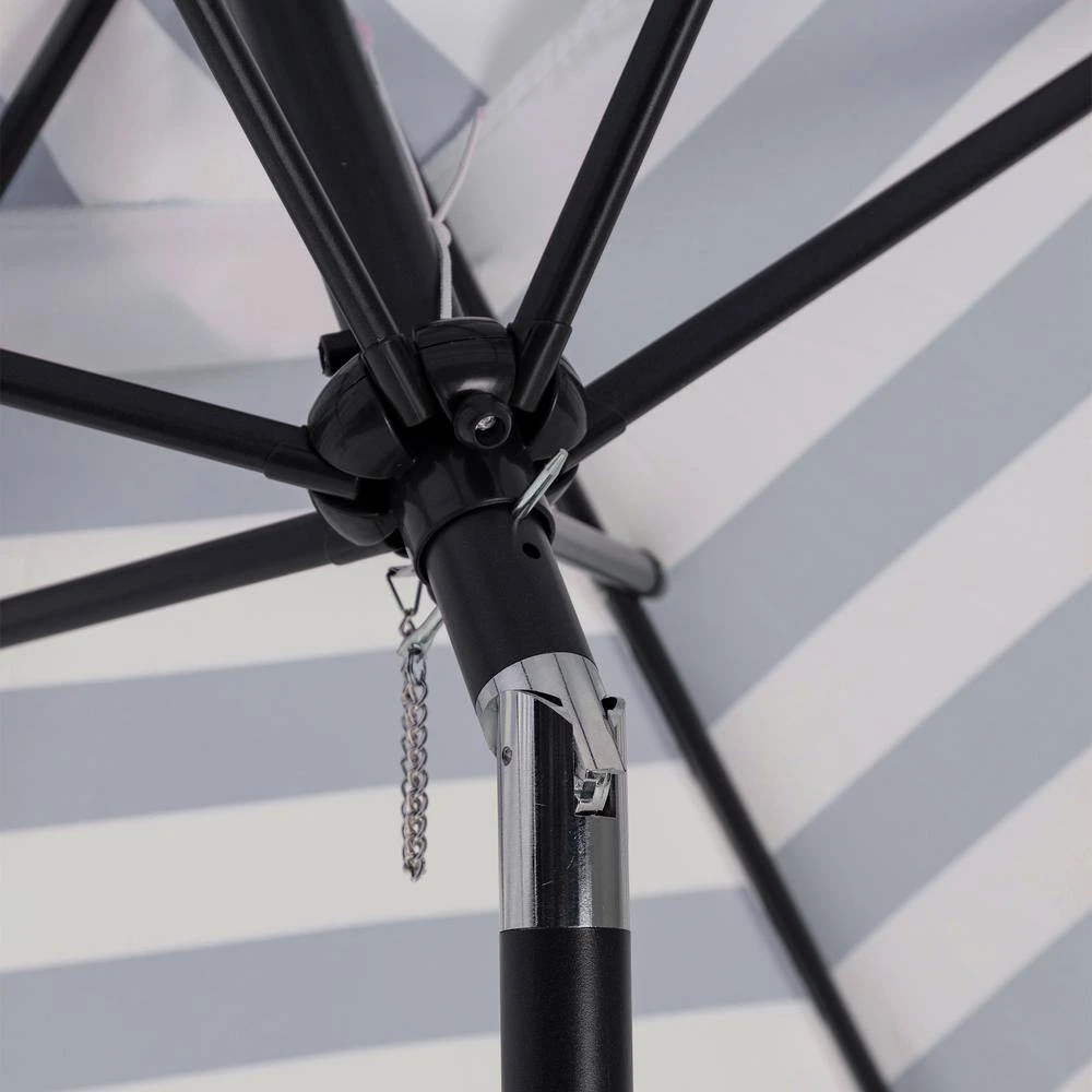 7.5ft Steel Outdoor Patio Market Umbrella With Tilt Crank In Blue And White Stripes 7 7.5ft Steel Outdoor Patio Market Umbrella With Tilt Crank In Blue And White Stripes - Image 7