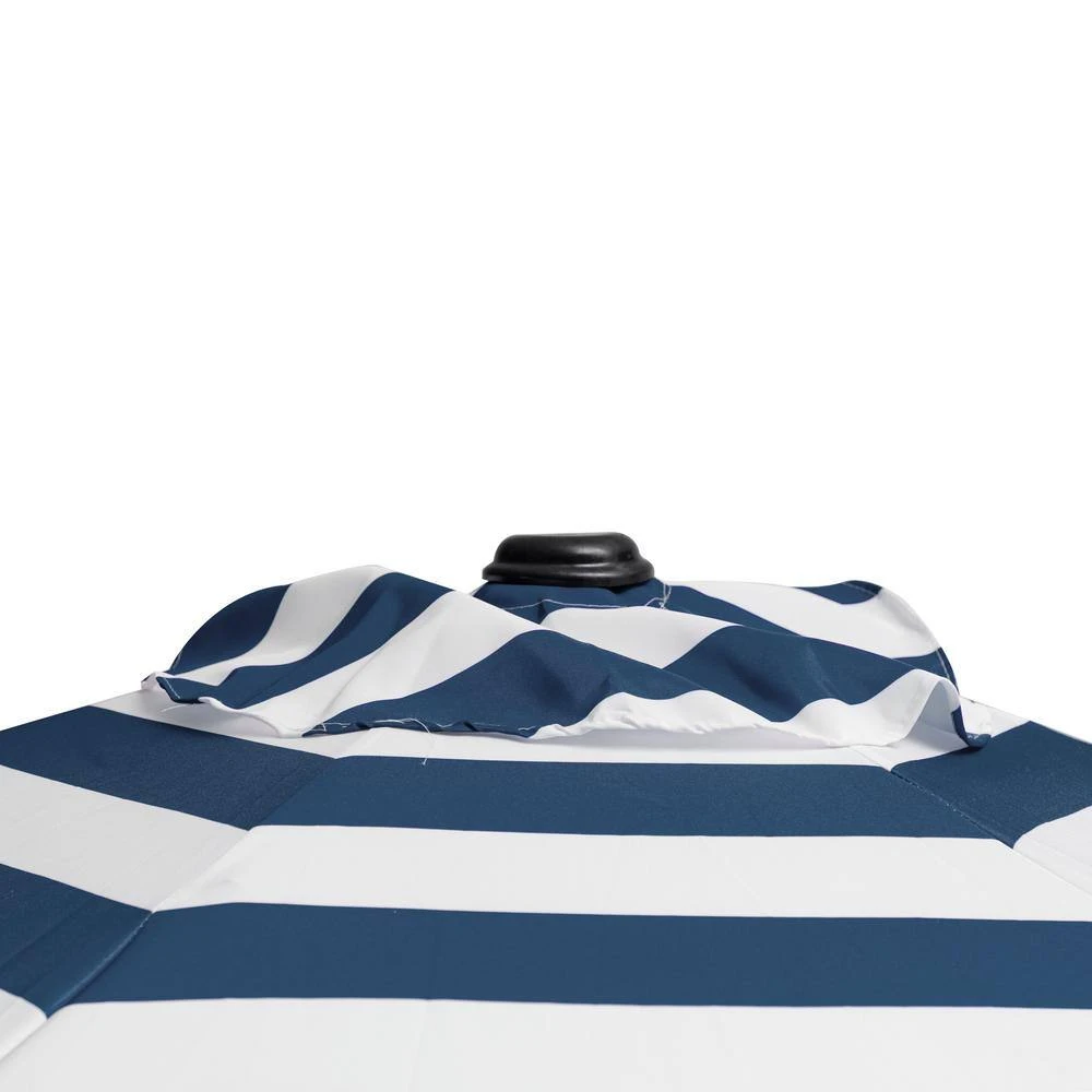 7.5ft Steel Outdoor Patio Market Umbrella With Tilt Crank In Blue And White Stripes 4 7.5ft Steel Outdoor Patio Market Umbrella With Tilt Crank In Blue And White Stripes - Image 4