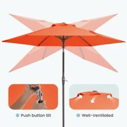 7.5 Ft. Steel Outdoor Patio Market Umbrella With Tilt Crank In Pumpkin -More Furniture Store market umbrellas cx7 5ft brown 4f 1000