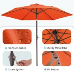 7.5 Ft. Steel Outdoor Patio Market Umbrella With Tilt Crank In Pumpkin -More Furniture Store market umbrellas cx7 5ft brown c3 1000