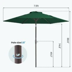 7.5ft Steel Outdoor Patio Market Umbrella With Tilt Crank In Green -More Furniture Store market umbrellas cx7 5ft green 44 1000