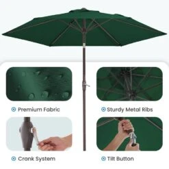 7.5ft Steel Outdoor Patio Market Umbrella With Tilt Crank In Green -More Furniture Store market umbrellas cx7 5ft green c3 1000