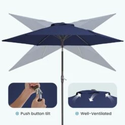7.5ft Steel Outdoor Patio Market Umbrella With Tilt Crank In Navy -More Furniture Store market umbrellas cx7 5ft navy 4f 1000