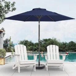 7.5ft Steel Outdoor Patio Market Umbrella With Tilt Crank In Navy