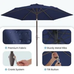 7.5ft Steel Outdoor Patio Market Umbrella With Tilt Crank In Navy -More Furniture Store market umbrellas cx7 5ft navy c3 1000