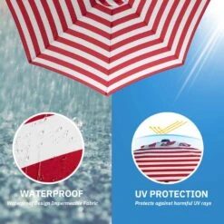7.5ft Steel Outdoor Patio Market Umbrella With Tilt Crank In Red And White Stripes 16 7.5ft Steel Outdoor Patio Market Umbrella With Tilt Crank In Red And White Stripes -More Furniture Store market umbrellas cx7 5ft rdtw 66 1000