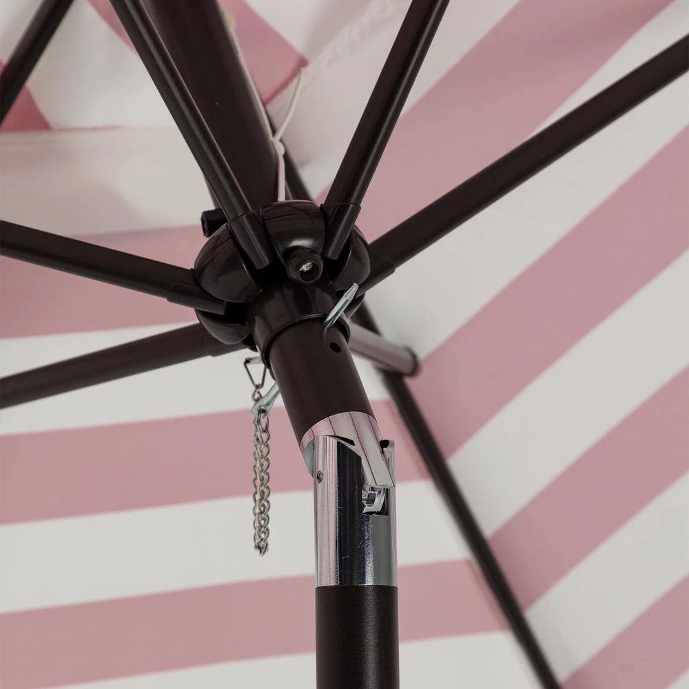 7.5ft Steel Outdoor Patio Market Umbrella With Tilt Crank In Red And White Stripes 7 7.5ft Steel Outdoor Patio Market Umbrella With Tilt Crank In Red And White Stripes - Image 7