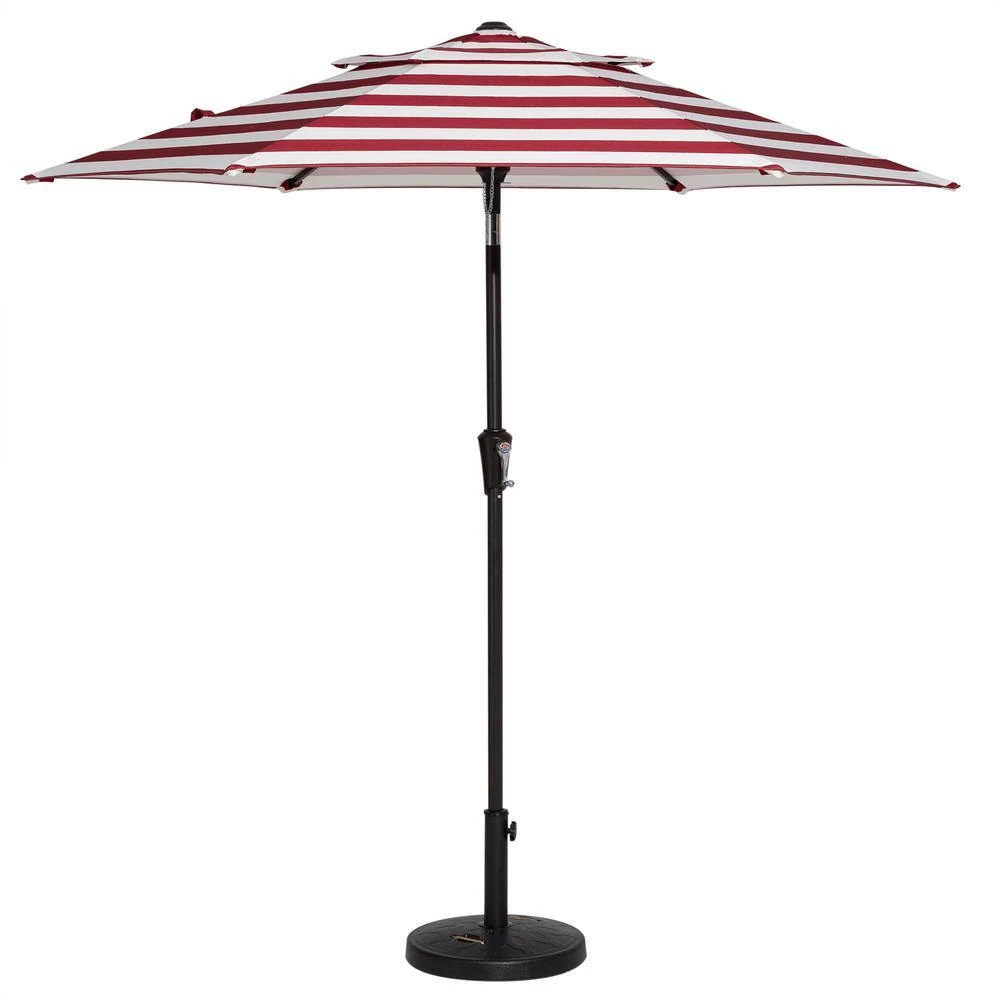 7.5ft Steel Outdoor Patio Market Umbrella With Tilt Crank In Red And White Stripes 2 7.5ft Steel Outdoor Patio Market Umbrella With Tilt Crank In Red And White Stripes - Image 2