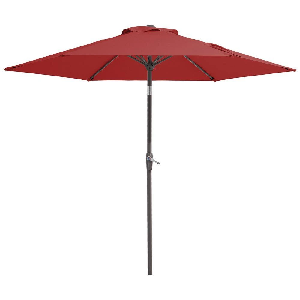 7.5ft Steel Outdoor Patio Market Umbrella With Tilt Crank In Red 3 7.5ft Steel Outdoor Patio Market Umbrella With Tilt Crank In Red - Image 3