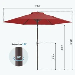 7.5ft Steel Outdoor Patio Market Umbrella With Tilt Crank In Red 13 7.5ft Steel Outdoor Patio Market Umbrella With Tilt Crank In Red -More Furniture Store market umbrellas cx7 5ft red 44 1000
