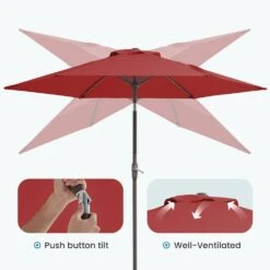 7.5ft Steel Outdoor Patio Market Umbrella With Tilt Crank In Red 11 7.5ft Steel Outdoor Patio Market Umbrella With Tilt Crank In Red -More Furniture Store market umbrellas cx7 5ft red 4f 1000