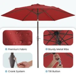 7.5ft Steel Outdoor Patio Market Umbrella With Tilt Crank In Red 10 7.5ft Steel Outdoor Patio Market Umbrella With Tilt Crank In Red -More Furniture Store market umbrellas cx7 5ft red c3 1000
