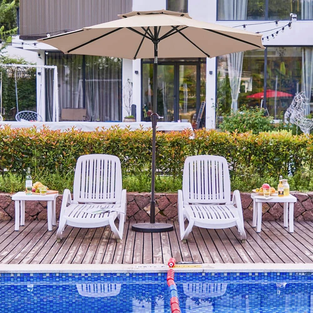 10 Ft. 8 Sturdy Ribs Outdoor Market Patio Umbrellas With Crank Lift In Beige (2-Tiers) 1 10 Ft. 8 Sturdy Ribs Outdoor Market Patio Umbrellas With Crank Lift In Beige (2-Tiers)