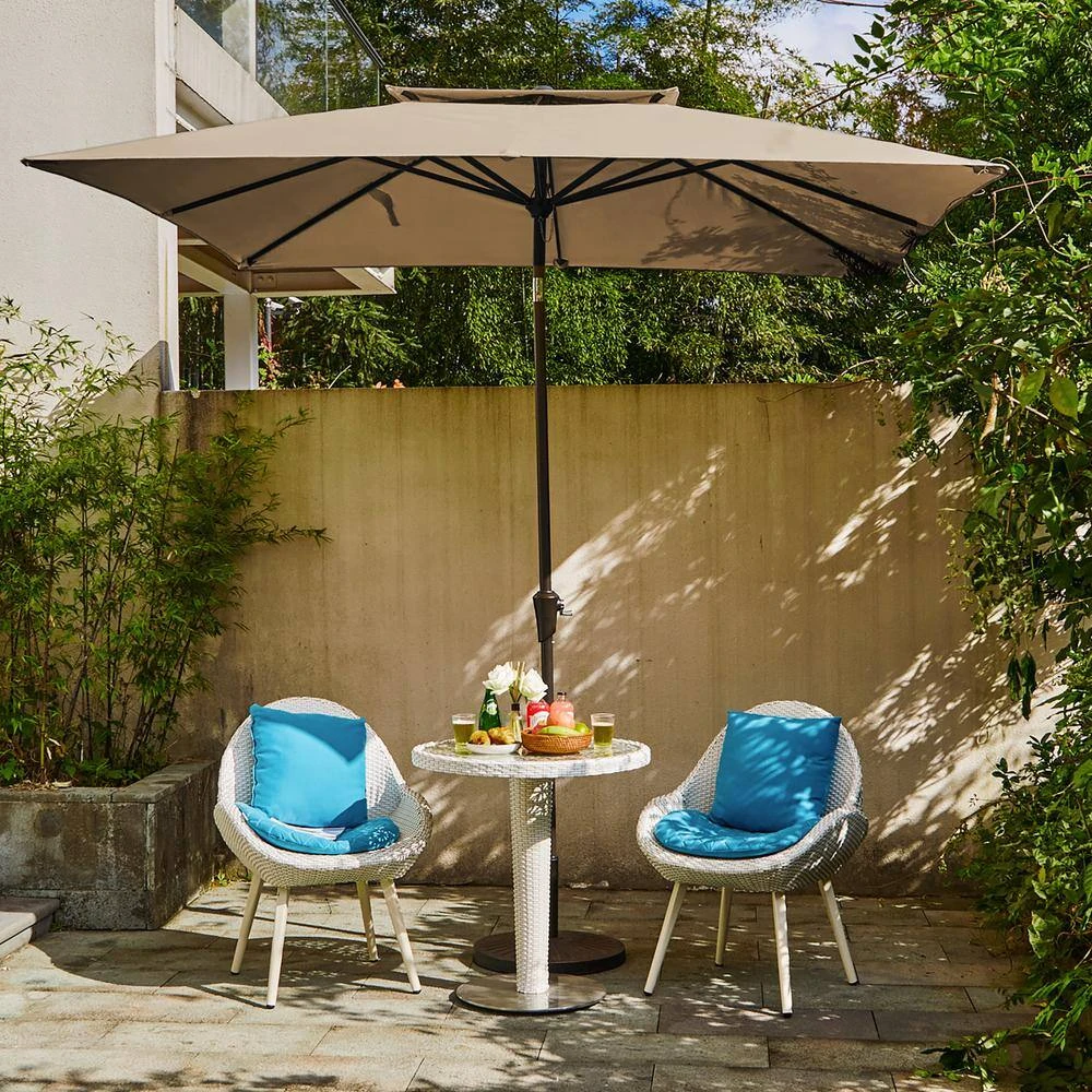 8.5 Ft. X 8.5 Ft. Square Market Patio Umbrella 2 Tiers Outdoor Umbrellas With Push Button Tilt And Crank Lift In Beige 8 8.5 Ft. X 8.5 Ft. Square Market Patio Umbrella 2 Tiers Outdoor Umbrellas With Push Button Tilt And Crank Lift In Beige - Image 8