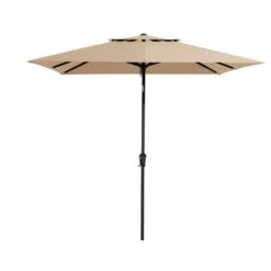 8.5 Ft. X 8.5 Ft. Square Market Patio Umbrella 2 Tiers Outdoor Umbrellas With Push Button Tilt And Crank Lift In Beige