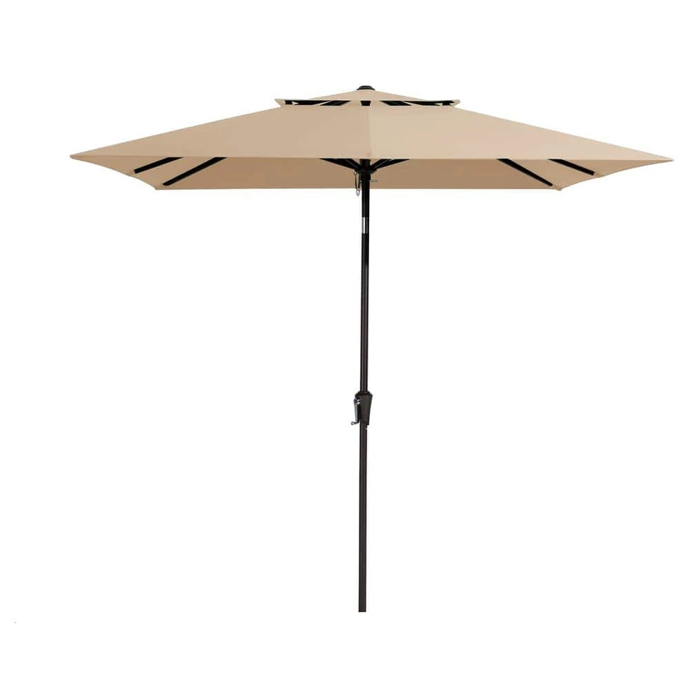 8.5 Ft. X 8.5 Ft. Square Market Patio Umbrella 2 Tiers Outdoor Umbrellas With Push Button Tilt And Crank Lift In Beige 1 8.5 Ft. X 8.5 Ft. Square Market Patio Umbrella 2 Tiers Outdoor Umbrellas With Push Button Tilt And Crank Lift In Beige