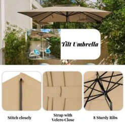 8.5 Ft. X 8.5 Ft. Square Market Patio Umbrella 2 Tiers Outdoor Umbrellas With Push Button Tilt And Crank Lift In Beige 13 8.5 Ft. X 8.5 Ft. Square Market Patio Umbrella 2 Tiers Outdoor Umbrellas With Push Button Tilt And Crank Lift In Beige -More Furniture Store market umbrellas fxzz8 5 beige 77 1000