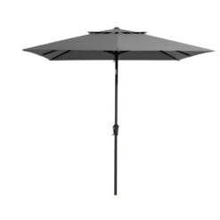 8.5 Ft. X 8.5 Ft. Square Market Patio Umbrella Outdoor Umbrellas With Push Button Tilt And Crank Lift In Gray (2-Tiers)