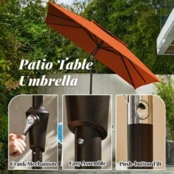 8.5 Ft. X 8.5 Ft. Square Market Patio Umbrella Outdoor Umbrellas W/Push Button Tilt And Crank Lift In Orange (2-Tiers) -More Furniture Store market umbrellas fxzz8 5 orange 40 1000
