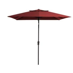 More Furniture Store 3 8.5 Ft. X 8.5 Ft. Square Market Patio Umbrella Outdoor Umbrellas With Push Button Tilt And Crank Lift In Red (2-Tiers)
