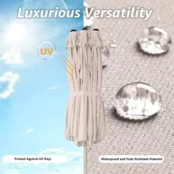 181 In. X 102 In. Dodecagon Double-Sided Patio Market Umbrella In Beige -More Furniture Store market umbrellas stzzs beige 66 1000