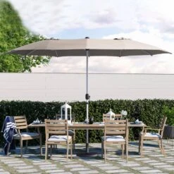 181 In. X 102 In. Dodecagon Double-Sided Patio Market Umbrella In Beige -More Furniture Store market umbrellas stzzs beige c3 1000