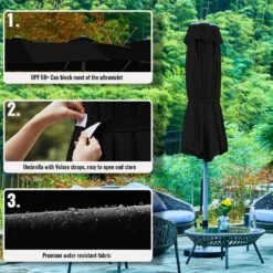 181 In. X 102 In. Dodecagon Double-Sided Market Patio Umbrella In Black -More Furniture Store market umbrellas stzzs black 66 1000