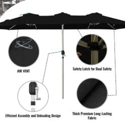 181 In. X 102 In. Dodecagon Double-Sided Market Patio Umbrella In Black -More Furniture Store market umbrellas stzzs black 77 1000