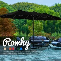 181 In. X 102 In. Dodecagon Double-Sided Market Patio Umbrella In Black -More Furniture Store market umbrellas stzzs black c3 1000