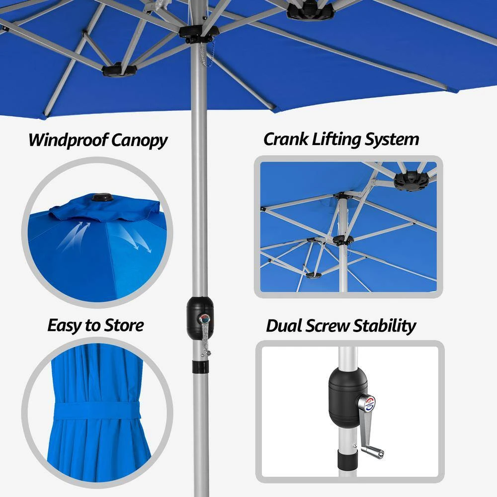 181 In. X 102 In. Dodecagon Double-Sided Patio Market Umbrella In Blue 3 181 In. X 102 In. Dodecagon Double-Sided Patio Market Umbrella In Blue - Image 3