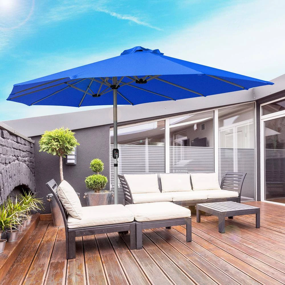 181 In. X 102 In. Dodecagon Double-Sided Patio Market Umbrella In Blue 7 181 In. X 102 In. Dodecagon Double-Sided Patio Market Umbrella In Blue - Image 7