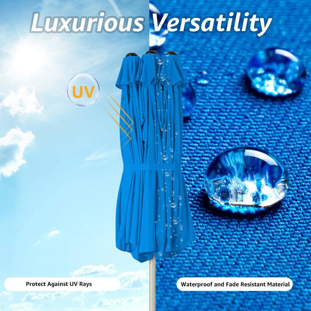 181 In. X 102 In. Dodecagon Double-Sided Patio Market Umbrella In Blue 4 181 In. X 102 In. Dodecagon Double-Sided Patio Market Umbrella In Blue - Image 4