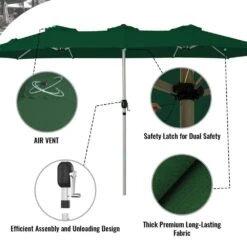 181 In. X 102 In. Dodecagon Double-Sided Market Patio Umbrella In Dark Green -More Furniture Store market umbrellas stzzs dg 77 1000