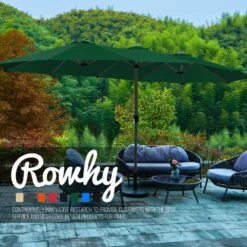 181 In. X 102 In. Dodecagon Double-Sided Market Patio Umbrella In Dark Green -More Furniture Store market umbrellas stzzs dg c3 1000