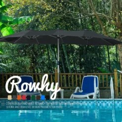 181 In. X 102 In. Dodecagon Double-Sided Market Patio Umbrella In Gray -More Furniture Store market umbrellas stzzs gray 31 1000