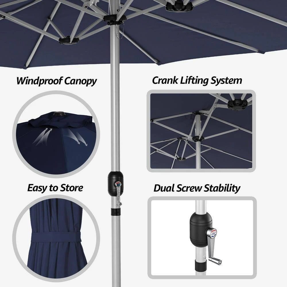 181 In. X 102 In. Dodecagon Double-Sided Patio Market Umbrella In Navy 3 181 In. X 102 In. Dodecagon Double-Sided Patio Market Umbrella In Navy - Image 3