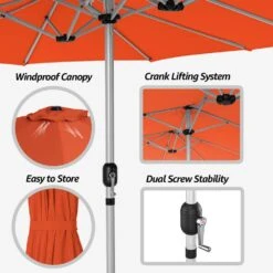 181 In. X 102 In. Dodecagon Double-Sided Market Patio Umbrella In Orange -More Furniture Store market umbrellas stzzs orange 1d 1000