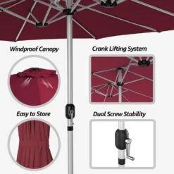 181 In. X 102 In. Dodecagon Double-Sided Patio Market Umbrella In Red 9 181 In. X 102 In. Dodecagon Double-Sided Patio Market Umbrella In Red -More Furniture Store market umbrellas stzzs red 1d 1000